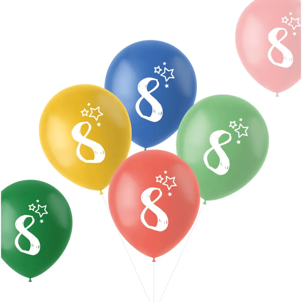 Sifferballonger 8 år, 6-pack