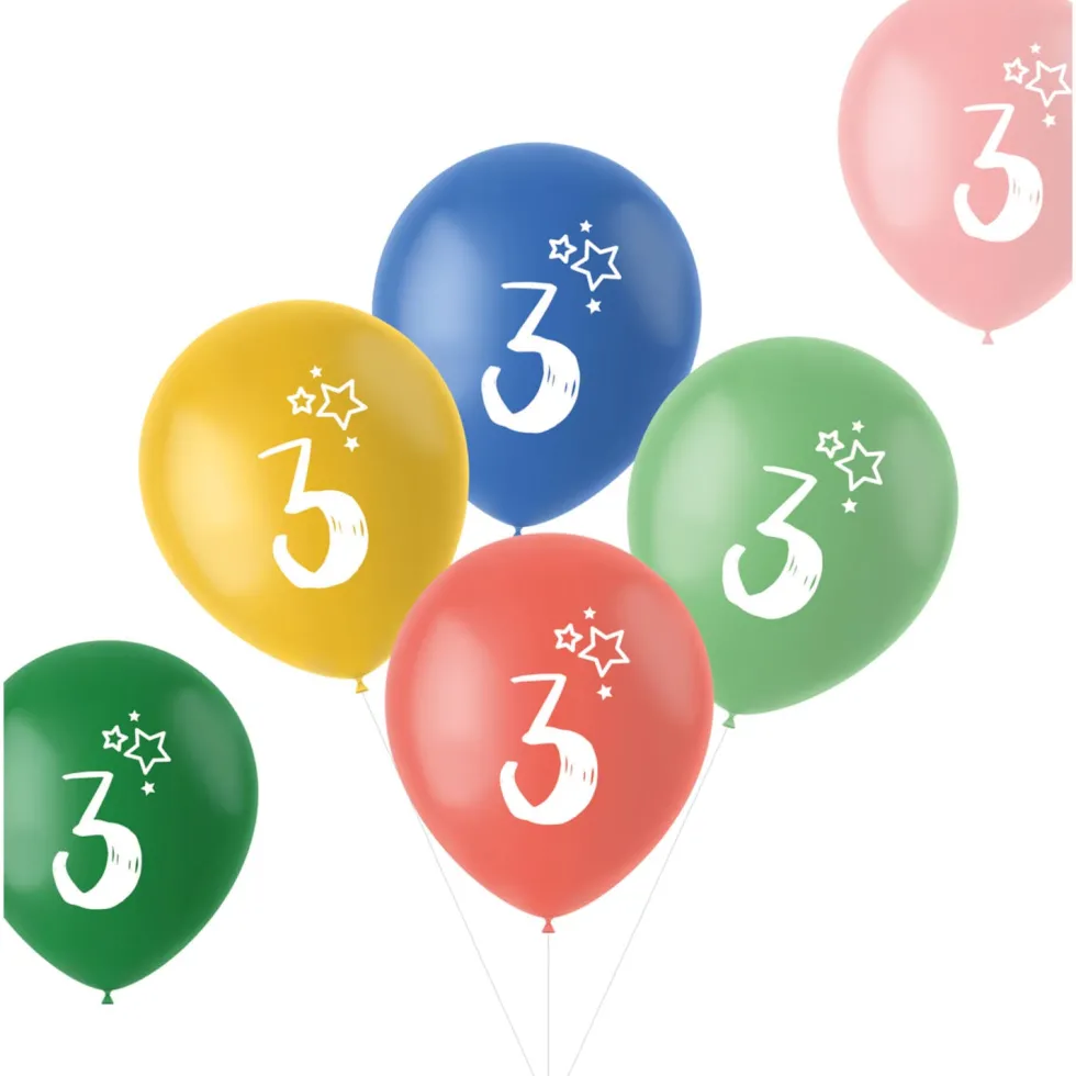 Sifferballonger 3 år, 6-pack