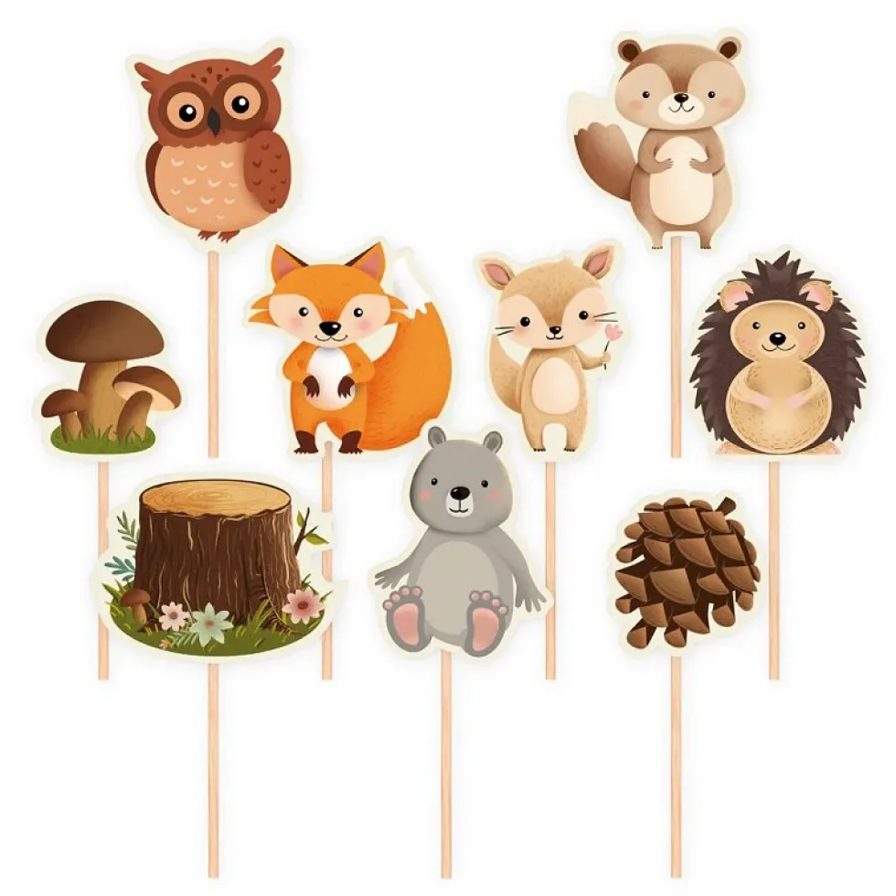 Skogsvänner - Cake Toppers 9-pack