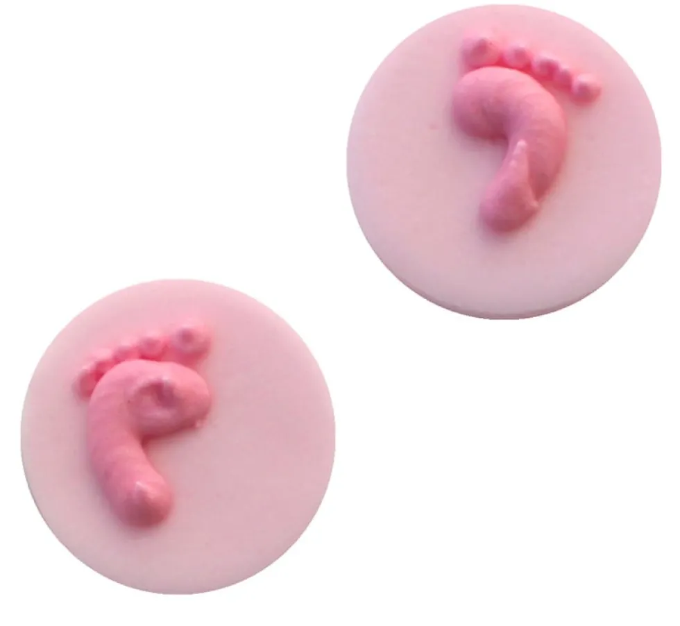 Sockerdekorationer - Baby feet rosa 8-pack