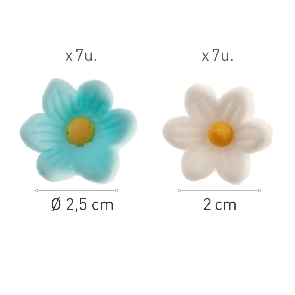 Sockerdekorationer Blå/Vita Blommor 14-pack
