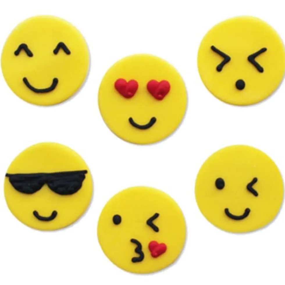 Sockerdekorationer Emojis 6-pack