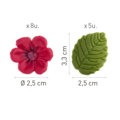 Sockerdekorationer Fuchsia med blad 13-pack