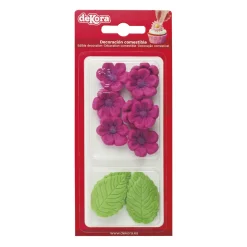 Sockerdekorationer Fuchsia med blad 13-pack