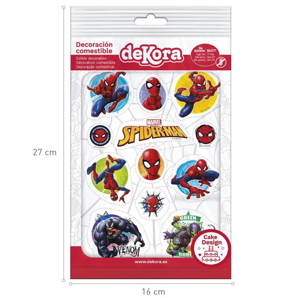 Spiderman Muffinsdekorationer - Sockerpasta 12-pack