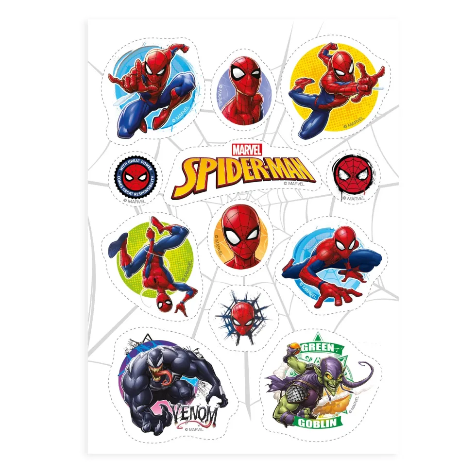 Spiderman Muffinsdekorationer - Sockerpasta 12-pack