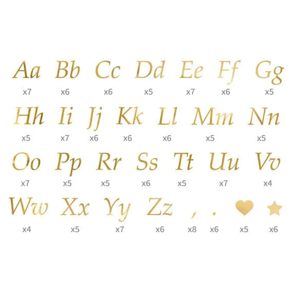 Stickers bokstäver i guld