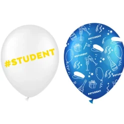 Studentballonger blå och vita 6-pack