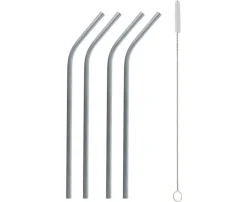 Sugrör i stål - Silver 4-pack