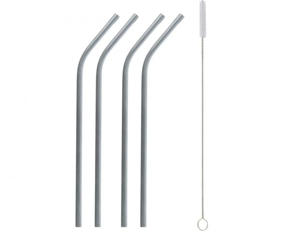 Sugrör i stål - Silver 4-pack