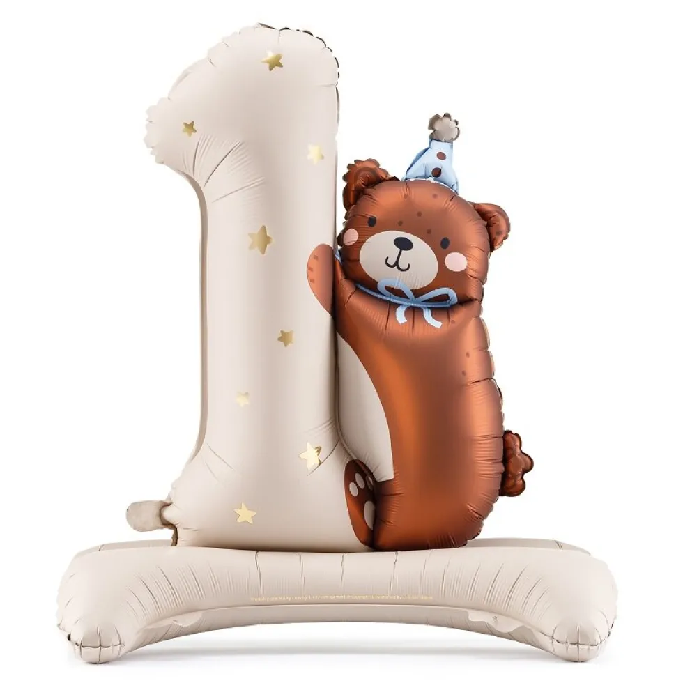 Teddy Bear - Folieballong 1-årskalas 81 cm