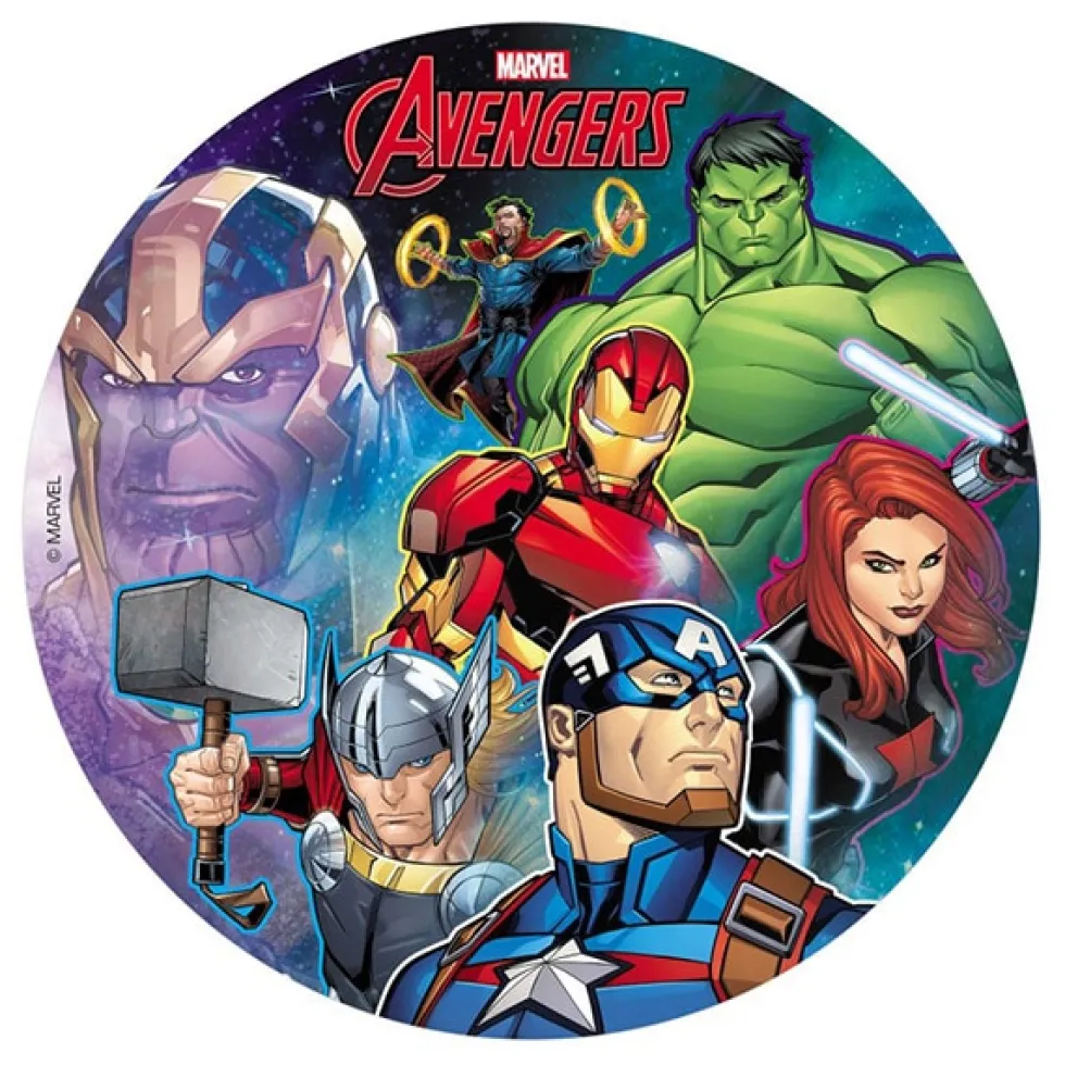 Tårtbild Avengers - Sockerpasta 20 cm