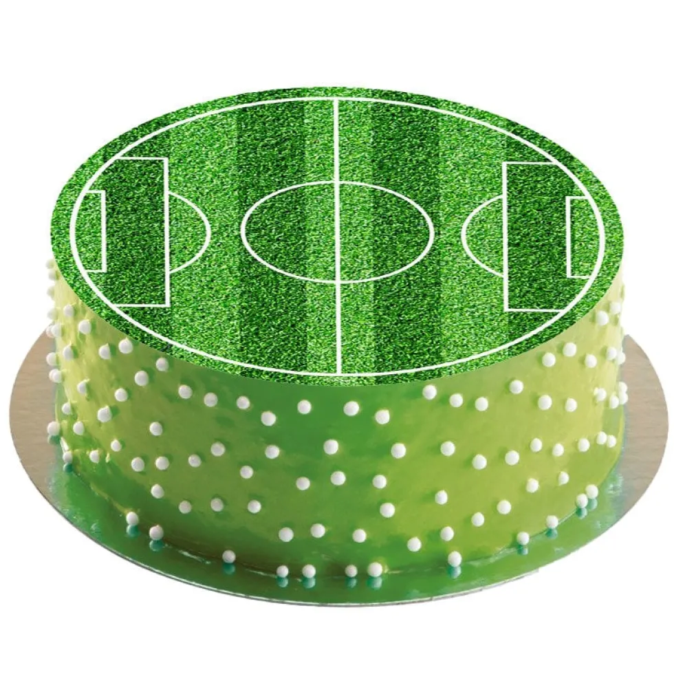 Tårtbild Fotbollsplan - Sockerpasta 20 cm (rund)