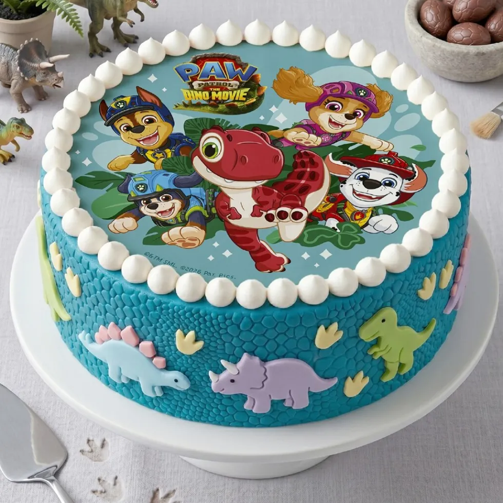 Tårtbild Paw Patrol Dino Movie - Oblat 20 cm