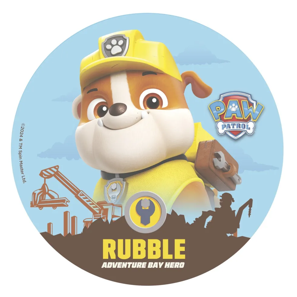 Tårtbild Paw Patrol Rubble - Oblat 20 cm