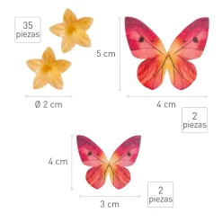 Tårtdekorationer av oblat - Fjärilar & blommor (B)