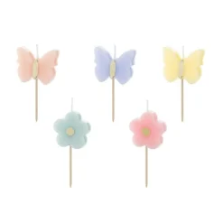 Tårtljus Fjärilar & Blommor 5-pack
