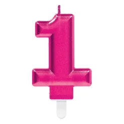Tårtljus i rosa metallic 0-9
