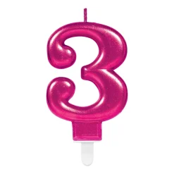 Tårtljus i rosa metallic 0-9