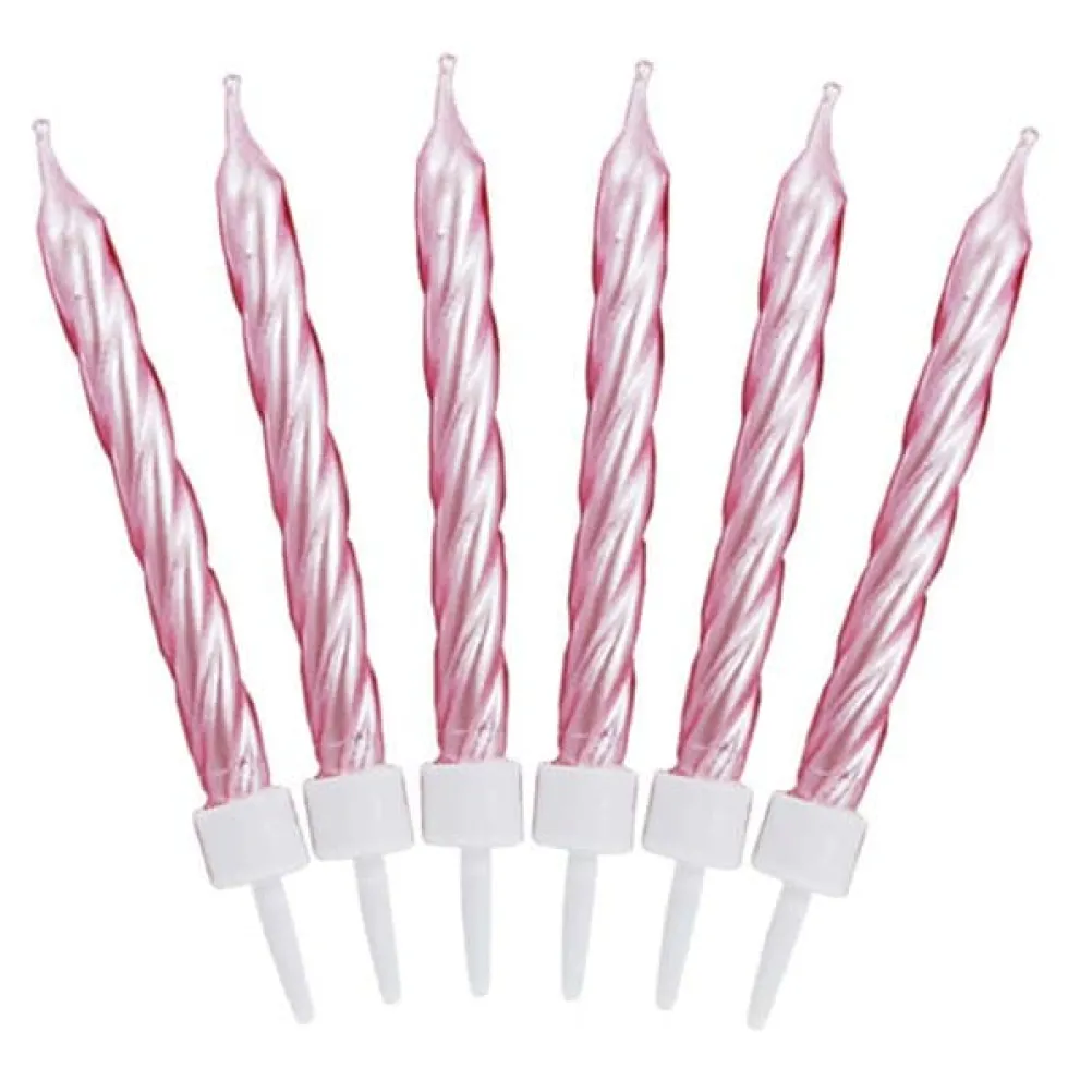 Tårtljus - Skruvar rosa 12-pack