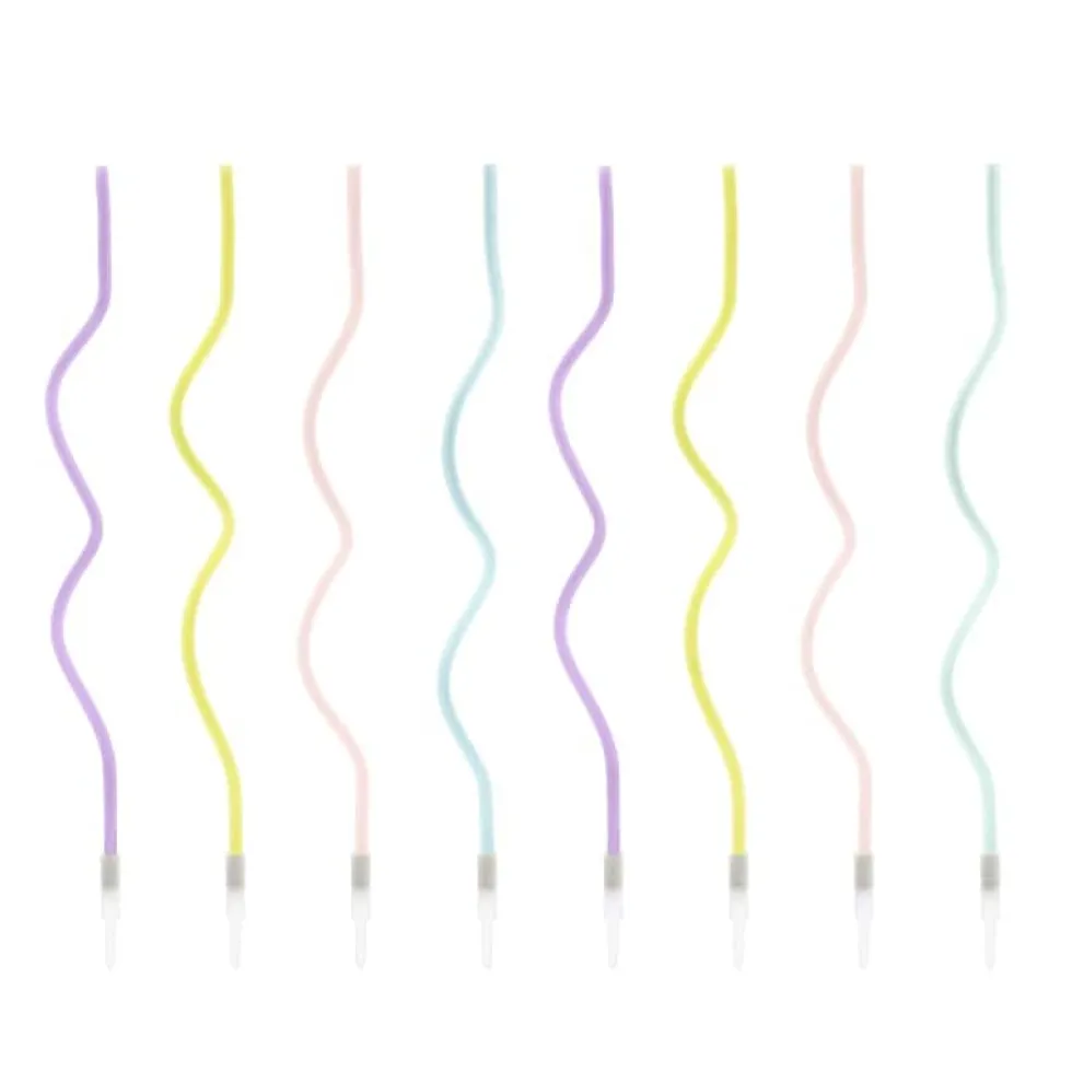 Tårtljus - Vågiga pastell 8-pack